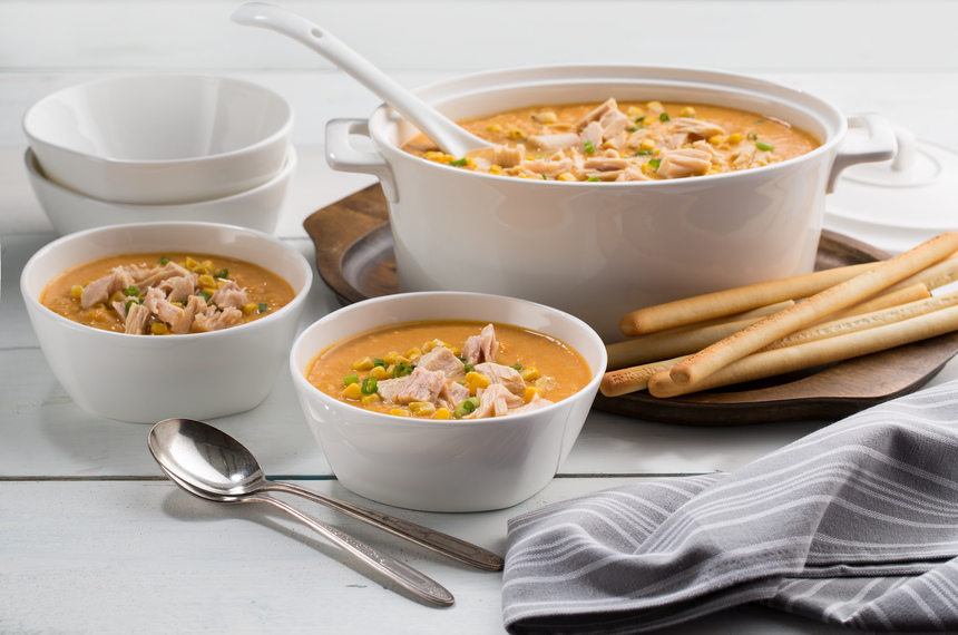 Sweet Potato and Fire Roasted Corn Chowder with Albacore