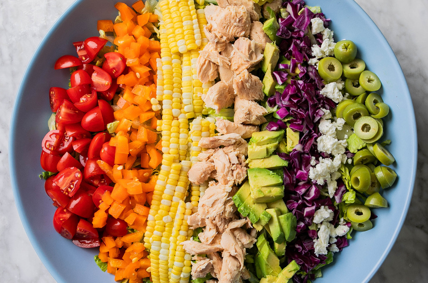Salmon Rainbow Chop Salad